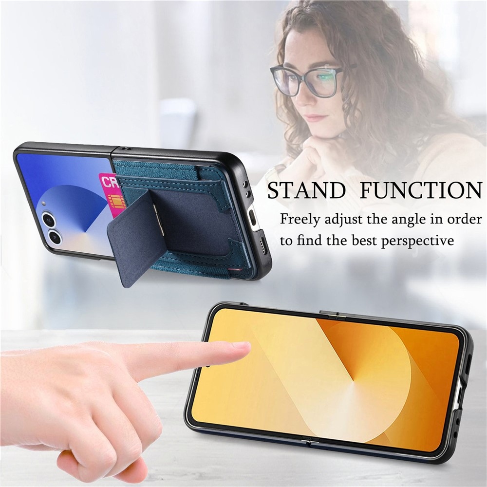 Luxus műanyag borítás műbőrrel Samsung Galaxy Z Flip7 5G - kék