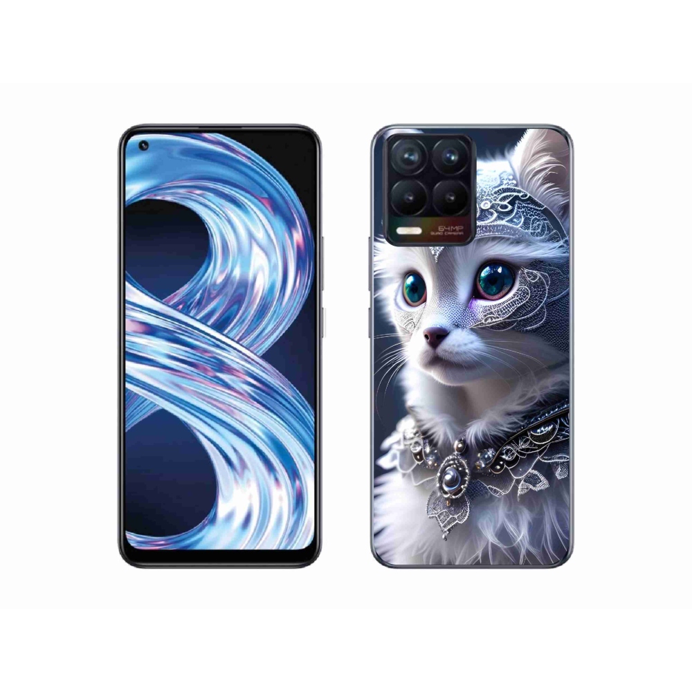 Gél borítás mmCase a Realme 8 4G-re - fehér macska