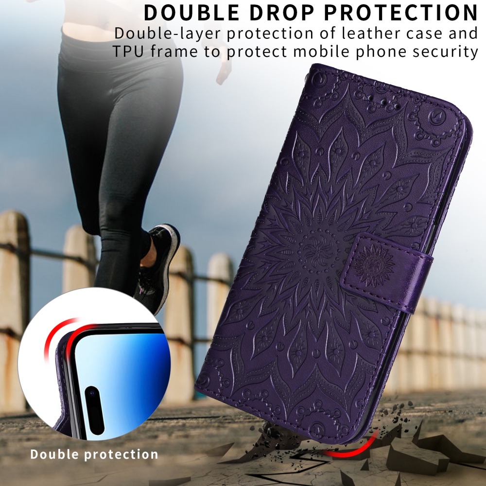 Napraforgó könyv tok Samsung Galaxy S25 FE készülékhez - lila