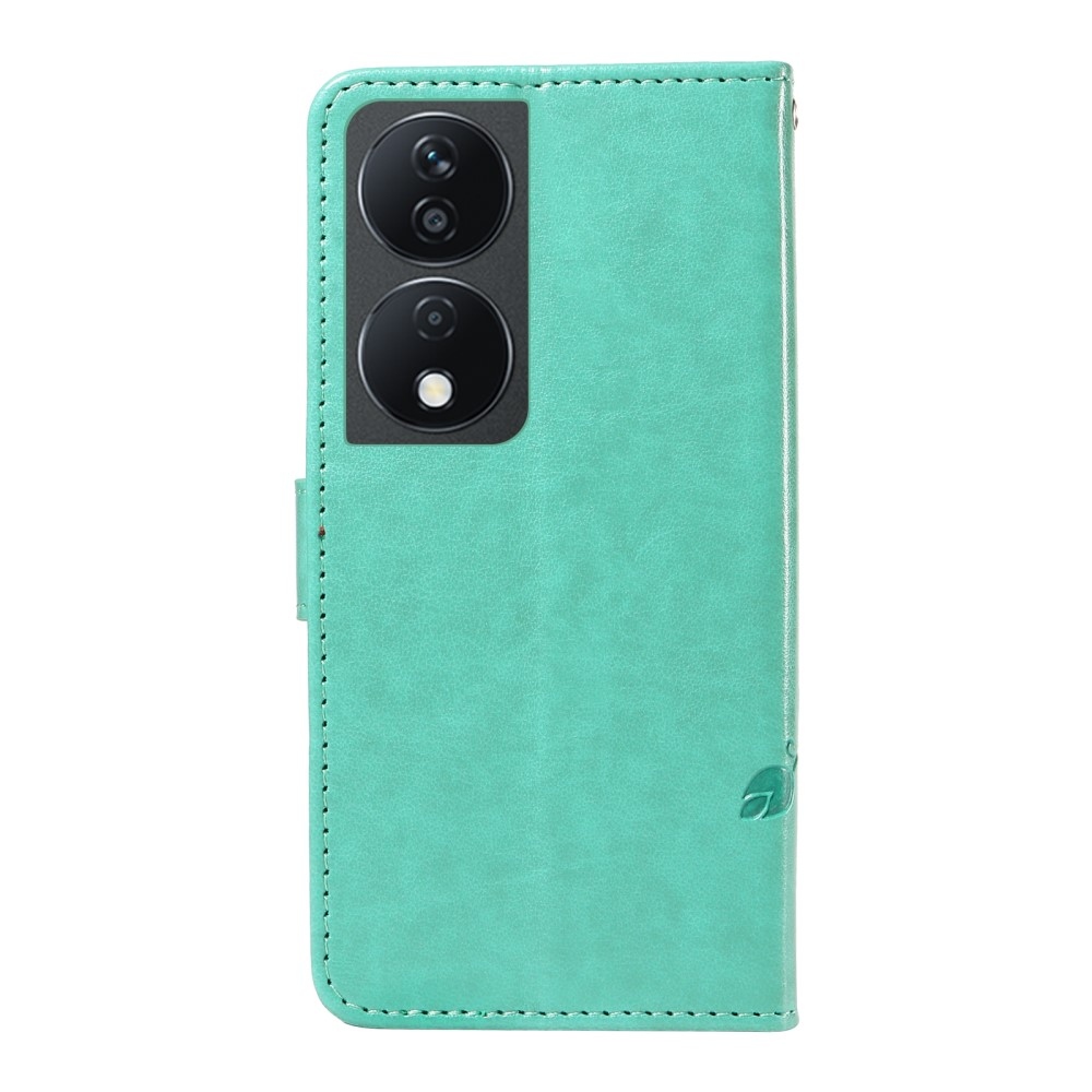 Virágok könyvtáska a Honor X7b/Honor 90 Smart készülékhez - teáskék színű