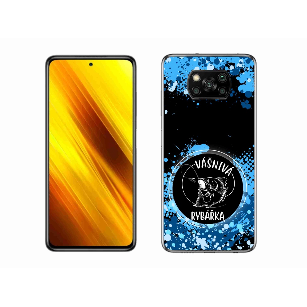 Gél borító mmCase a Xiaomi Poco X3-hoz - szenvedélyes halász fekete háttérrel