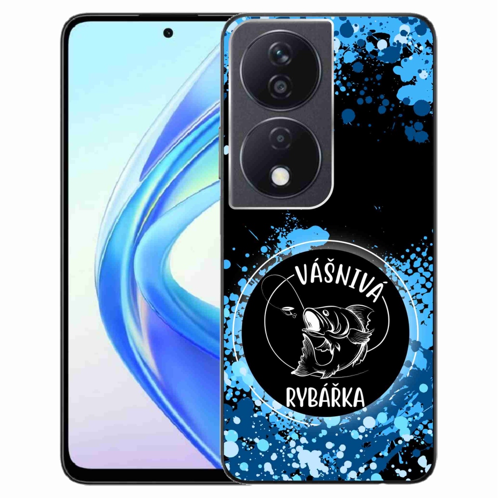 Gél borító mmCase a Honor X7b/Honor 90 Smart készülékhez - szenvedélyes halásznő fekete háttérrel