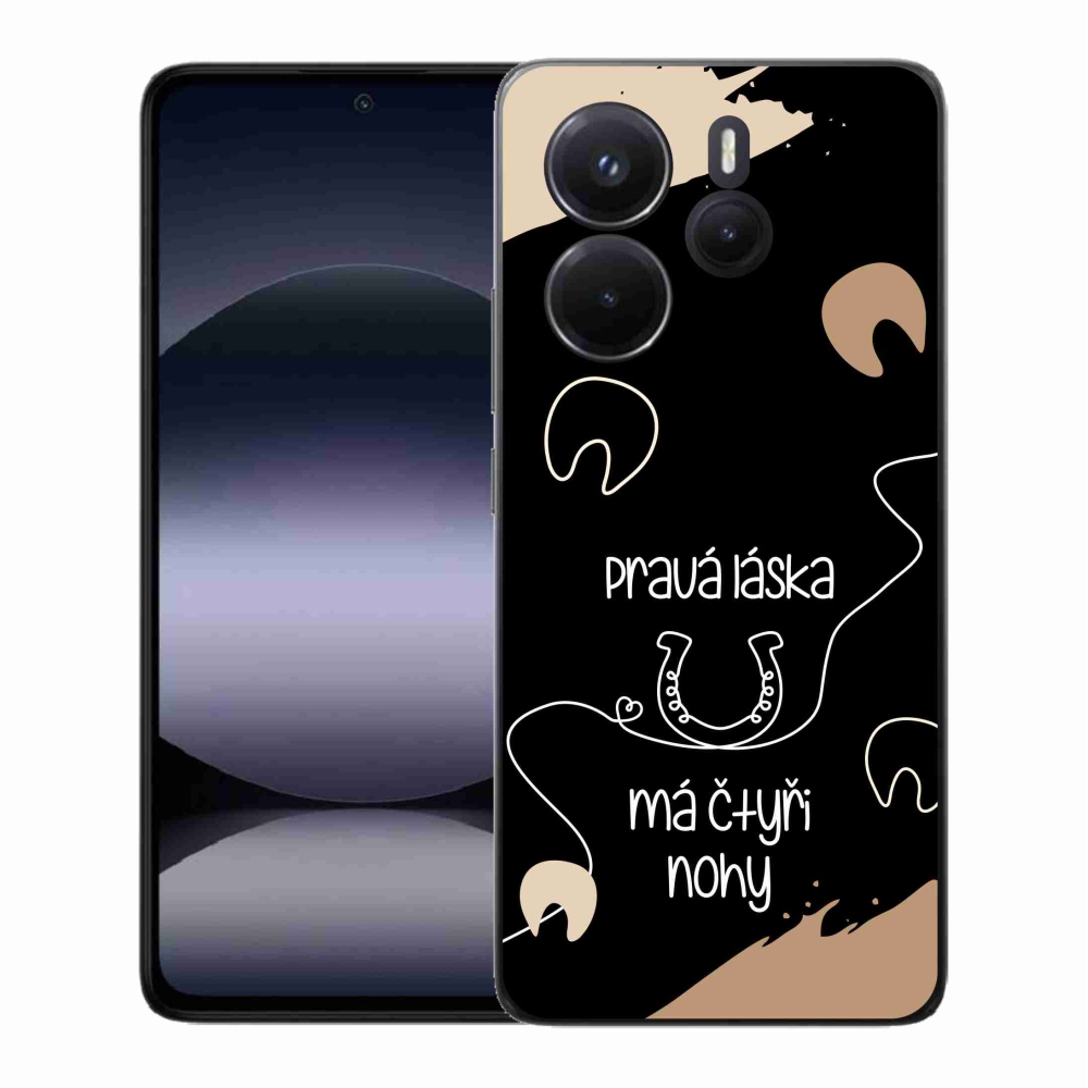 Gél borító mmCase a Xiaomi Redmi Note 14-hez - ló motívum fekete háttérrel