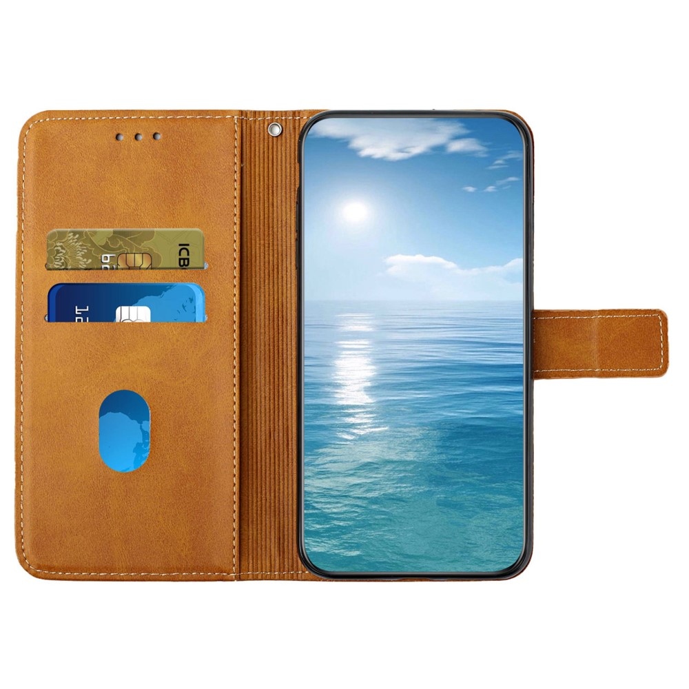 Vonalas könyv tok Xiaomi Redmi Note 14 5G-hez - sárga