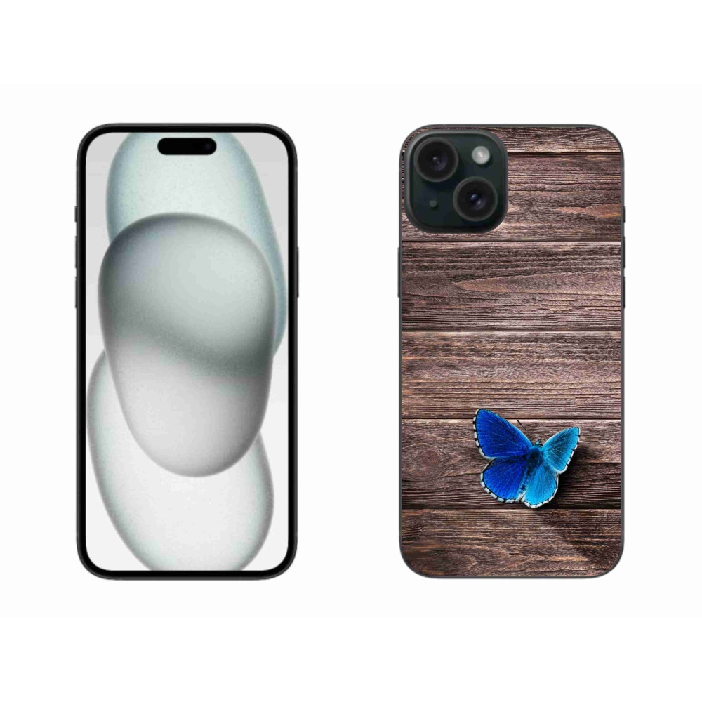 Gél védőhuzat mmCase iPhone 15 Plus készülékhez - kék pillangó 1