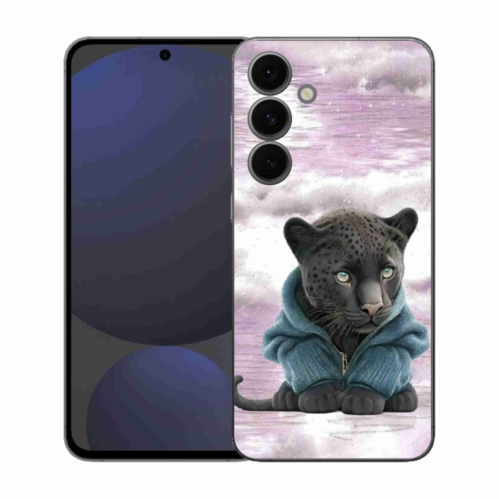 Zselés borítás mmCase Samsung Galaxy S25 FE készülékhez - fekete párduc pulóverben