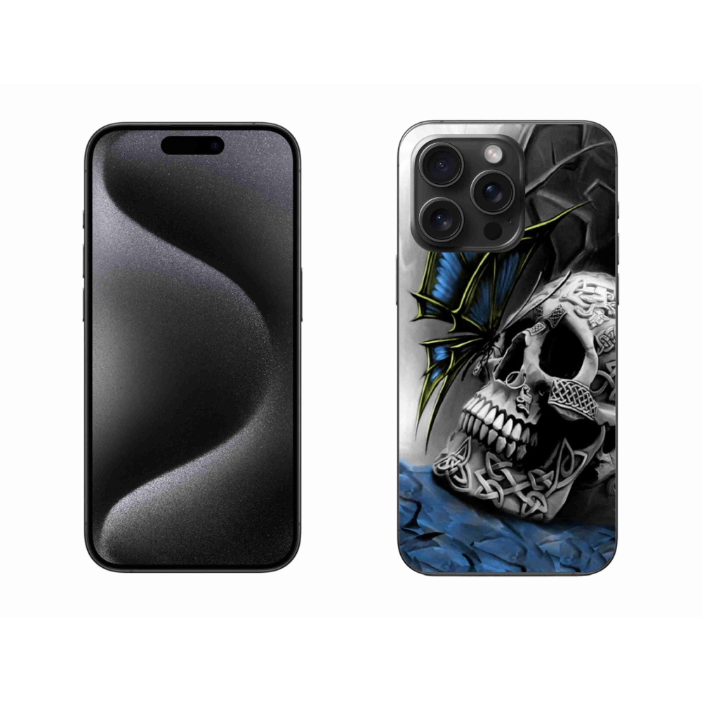 Zselés borítás mmCase iPhone 15 Pro Max készülékhez - pillangó és koponya