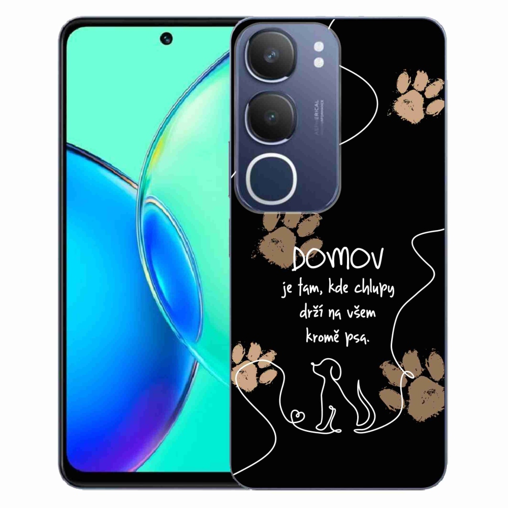 Gél borító mmCase a Vivo Y19s készülékhez - kutya motívum fekete háttérrel