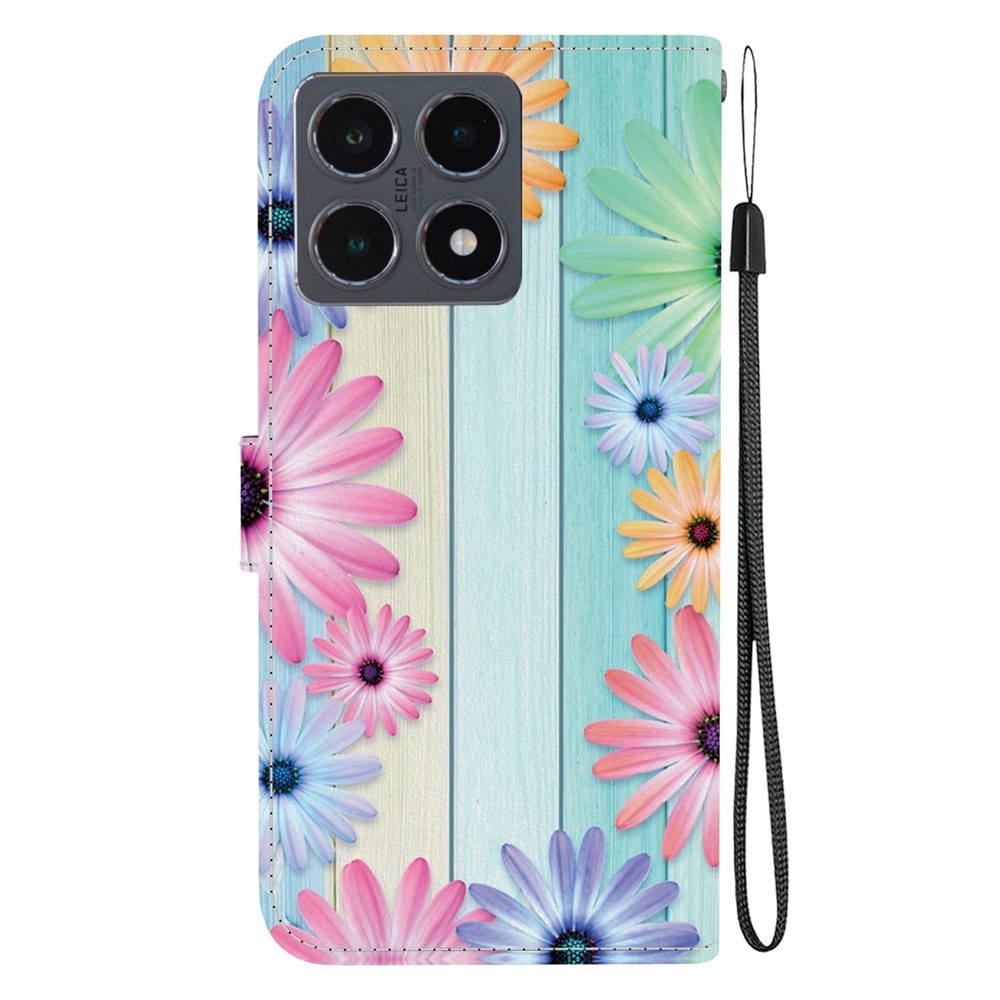 Sokoldalú könyvtáska Xiaomi 15T-hez - színes gerberák