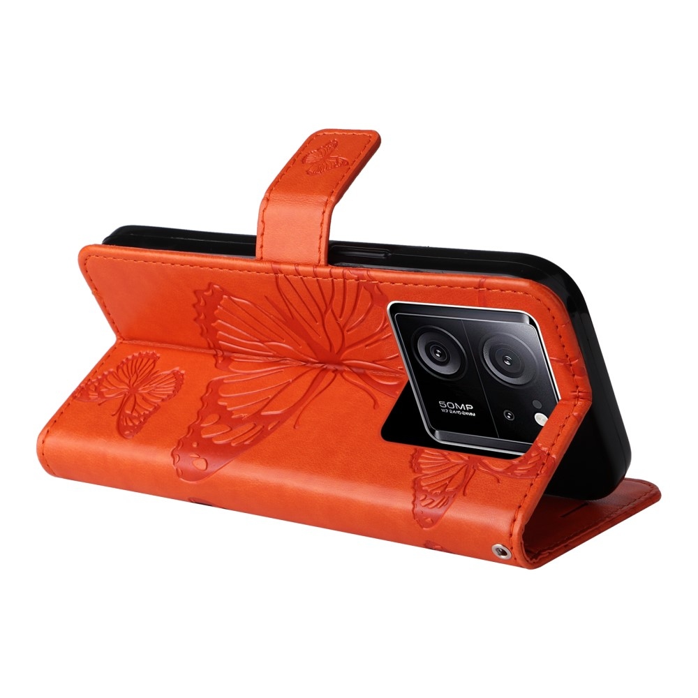 Nagy pillangó könyv tok Xiaomi 13T/13T Pro - narancssárga