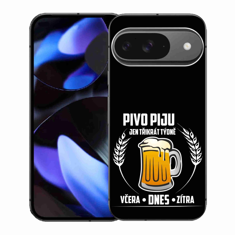 Gél borítás mmCase a Google Pixel 9/9 Pro készülékhez - sör motívum fekete háttérrel