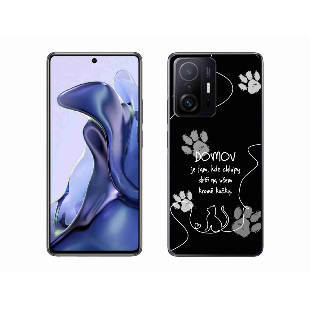 Gél borítás mmCase a Xiaomi 11T-hez - macska motívum fekete háttérrel