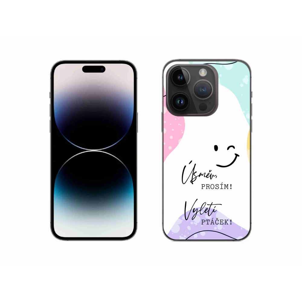 Gél borítás mmCase iPhone 14 Pro 6.1 készülékhez - vicces szöveg 4 fehér háttér