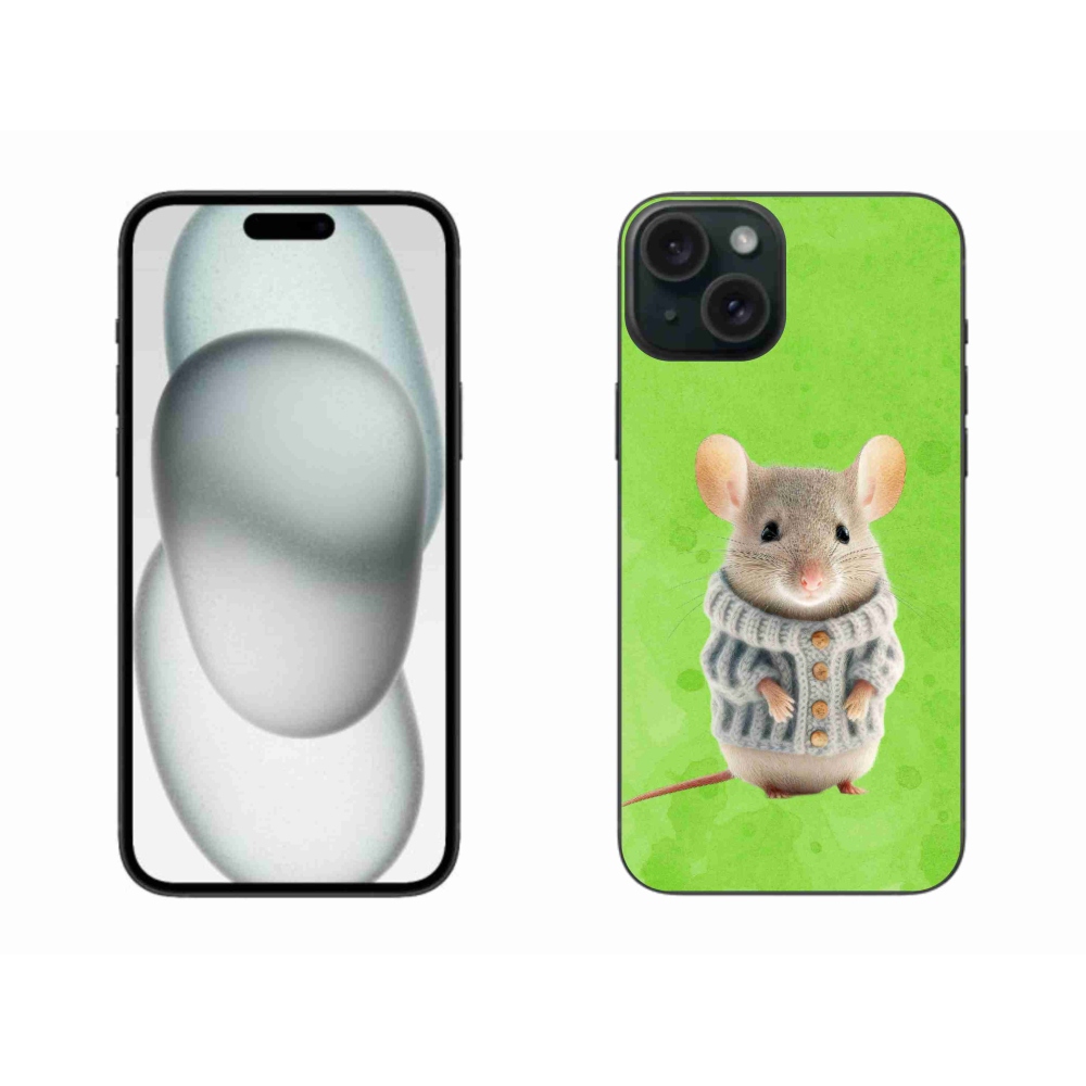 Gél borítás mmCase iPhone 15 Plus készülékhez - egér pulóverben