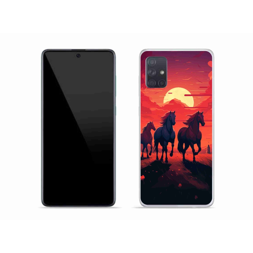Gél borítás mmCase Samsung Galaxy A51 - lovak és naplemente