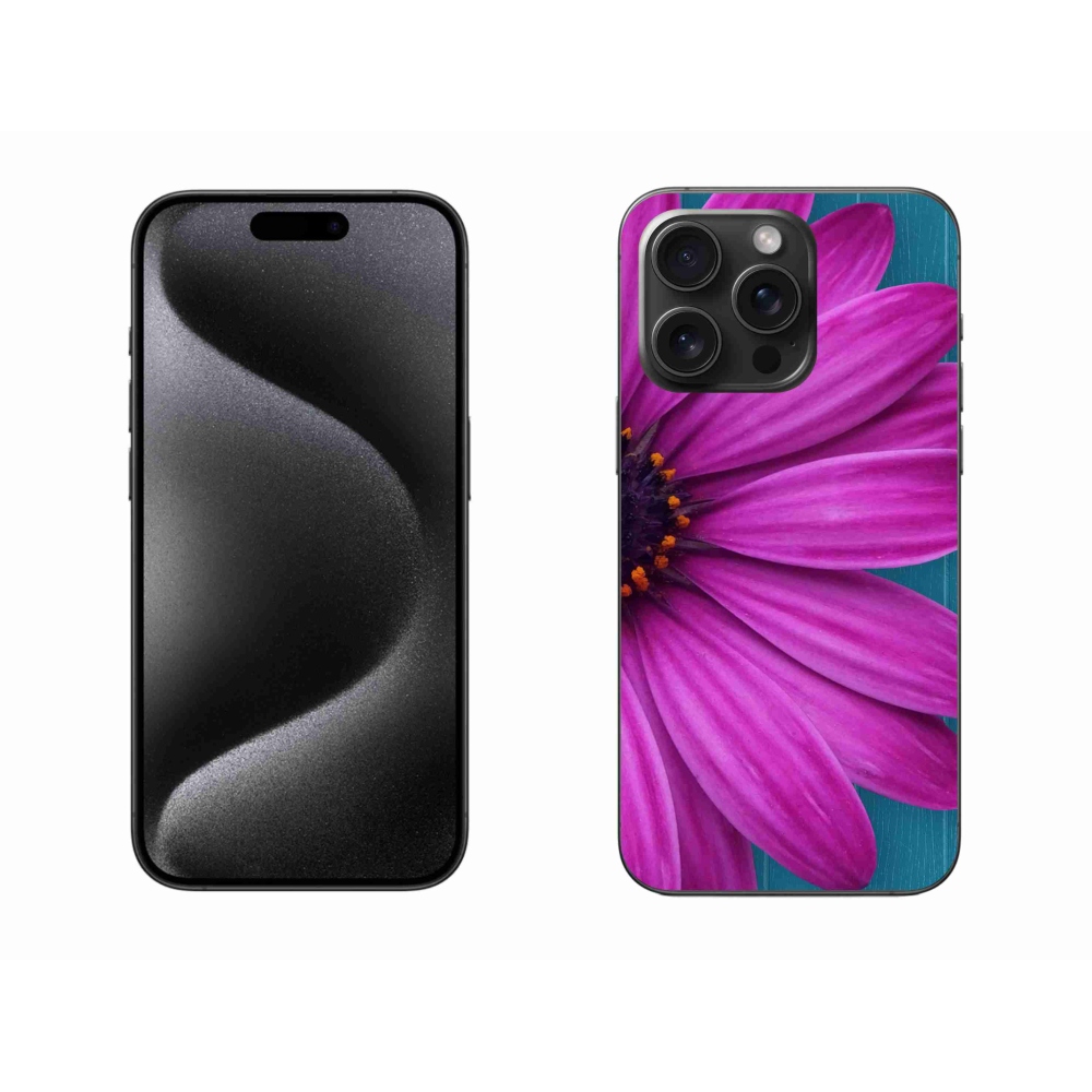 Gél tok mmCase iPhone 15 Pro Max készülékhez - lila százszorszép