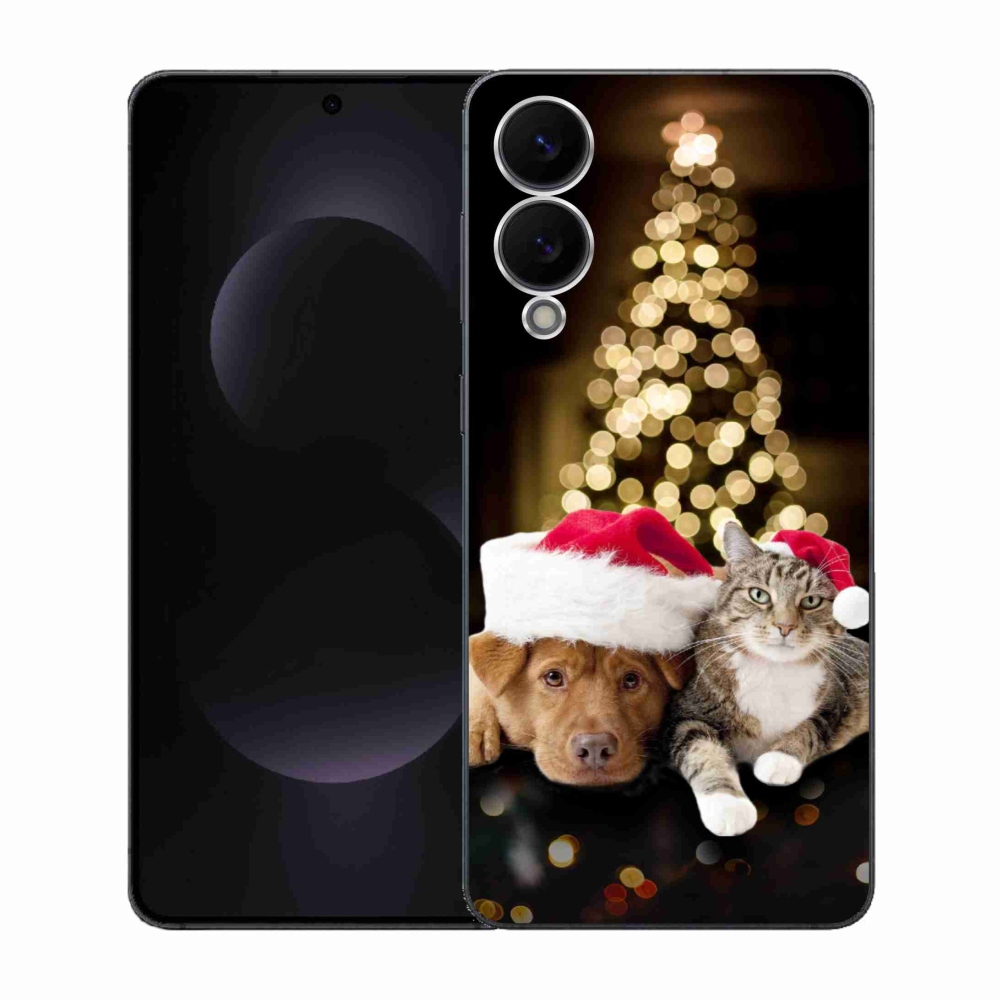 Gél borítás mmCase Samsung Galaxy S25 Edge készülékhez - Karácsonyi kutya és macska