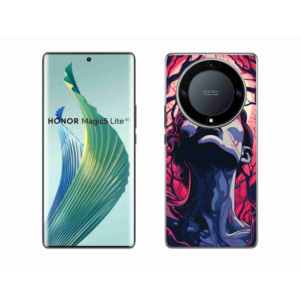 Gél borítás mmCase a Honor Magic 5 Lite 5G számára - absztrakt arc