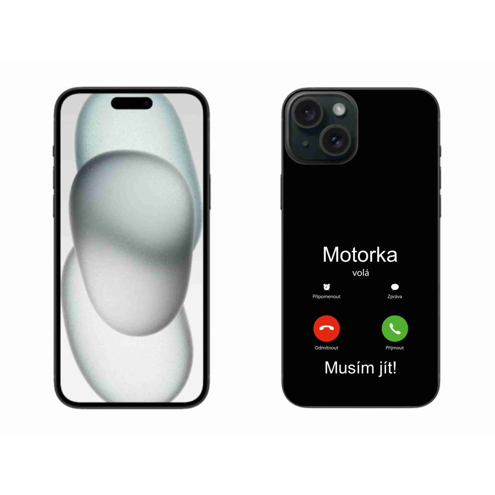 Zselés borítás mmCase iPhone 15 Plus készülékhez - motoros hívások fekete háttérrel