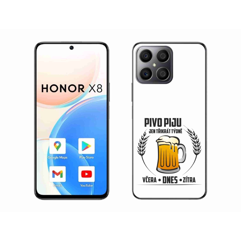 Gél borító mmCase a Honor X8 4G készülékhez - sör motívum fehér háttérrel