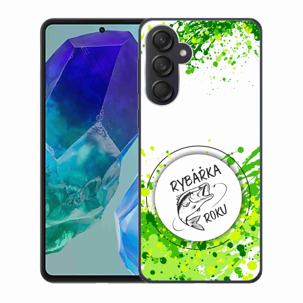 Zselés borító mmCase Samsung Galaxy M55 5G - Az év horgásza fehér háttérrel
