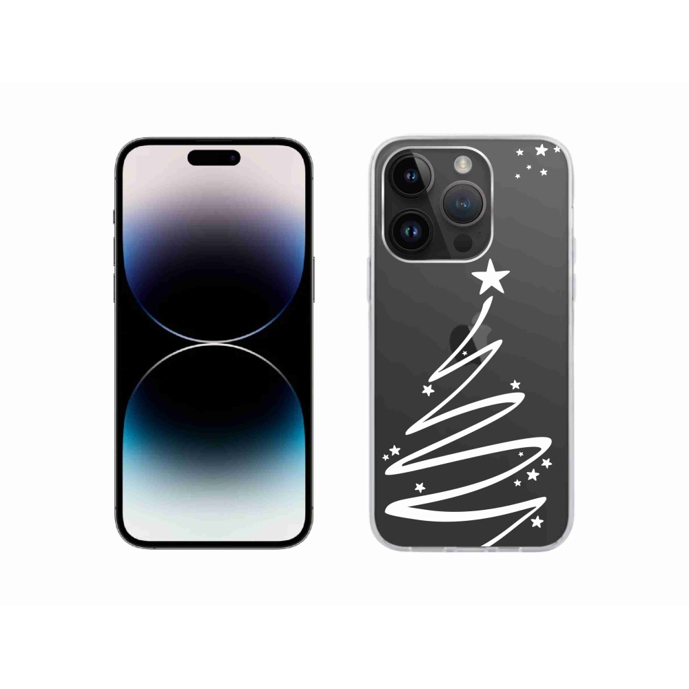 Zselés borítás mmCase iPhone 14 Pro készülékhez - fehér fa átlátszó háttéren