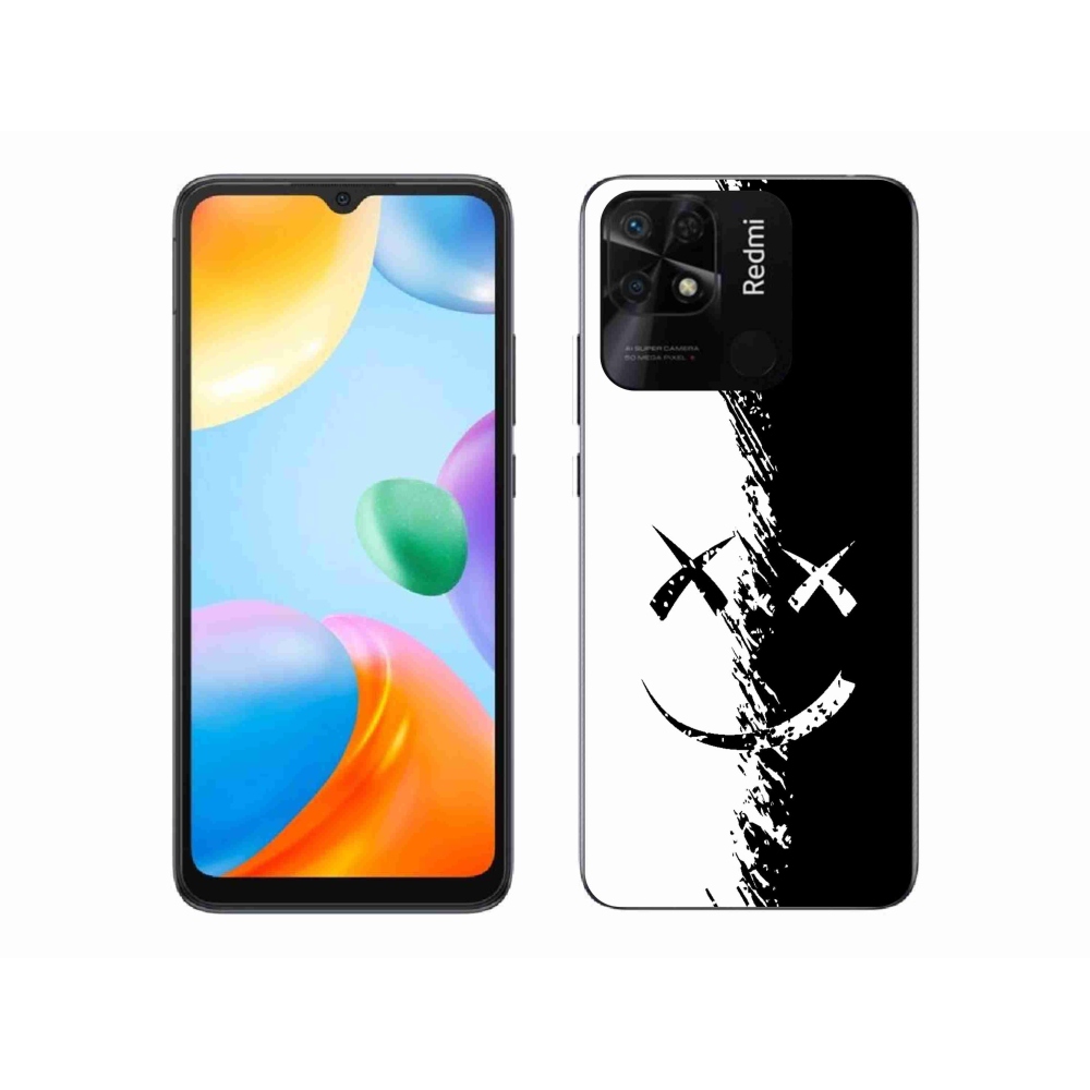 Gél borító mmCase a Xiaomi Redmi 10C-hez - fekete és fehér mosolygó