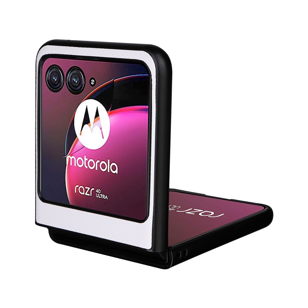 Textúrás műanyag borítás műbőrrel a Motorola Razr 40 Ultra 5G készülékre - fehér