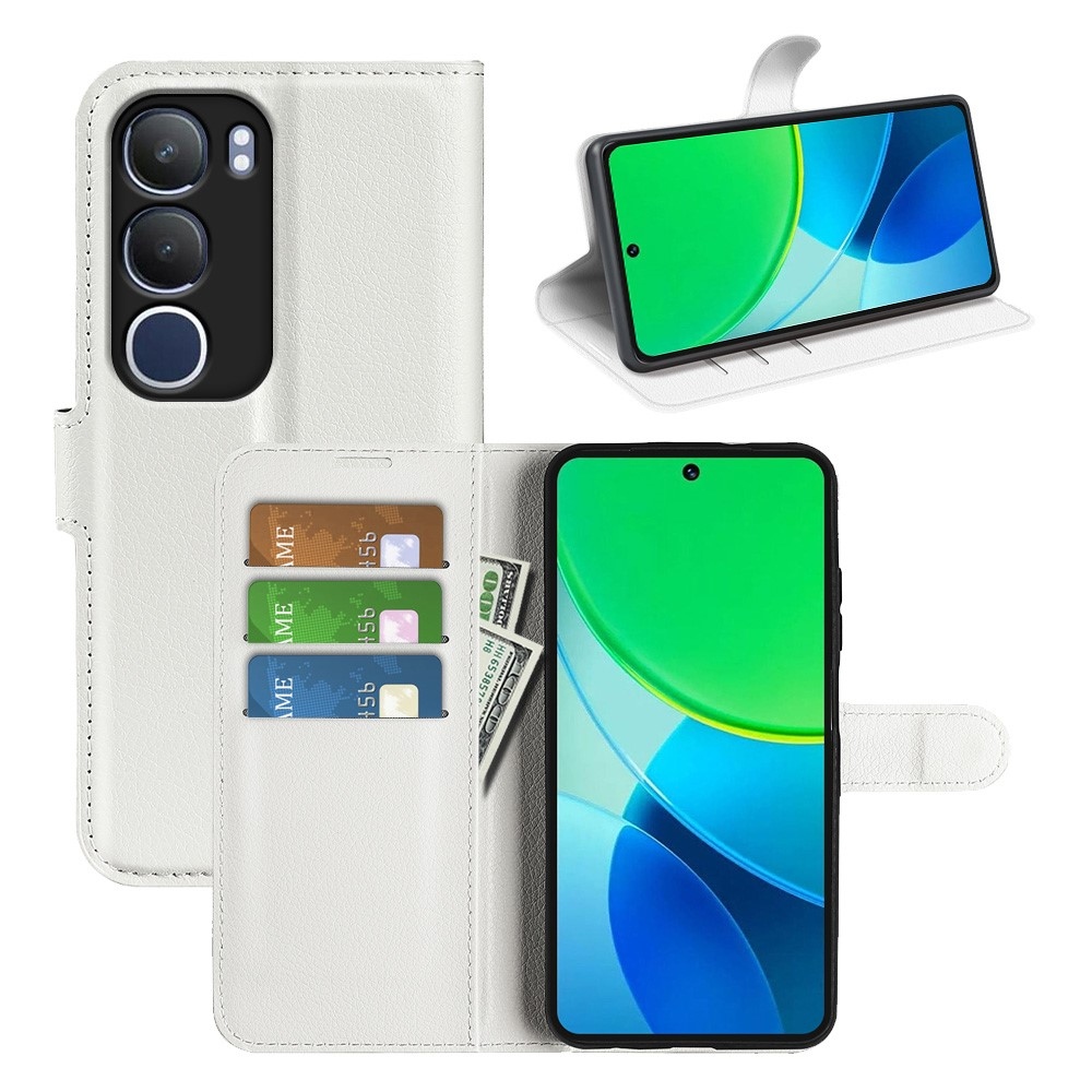 Litchi könyvtáska Vivo Y19s készülékhez - fehér