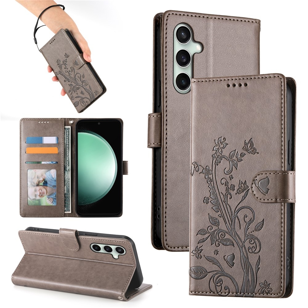 Virágok könyv tok Samsung Galaxy S25 FE készülékhez - szürke