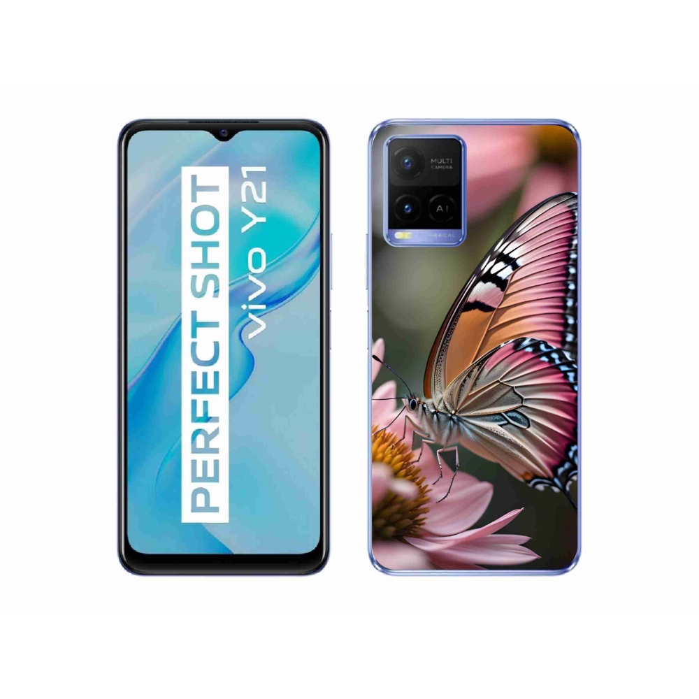 Zselés borító mmCase a Vivo Y21/Y21s/Y33s készülékhez - színes pillangó