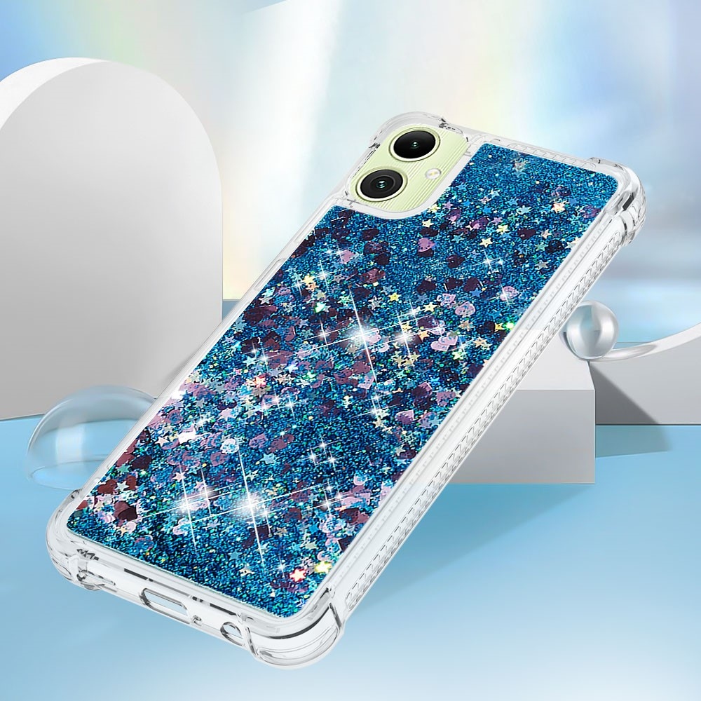 Glitter homokóra zselés tok Samsung Galaxy A06 4G - kék/szívek