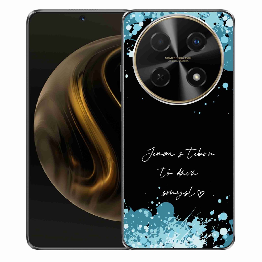 Gél borító mmCase a Huawei Nova 12i készülékhez - szöveg szerelemben fekete háttérrel