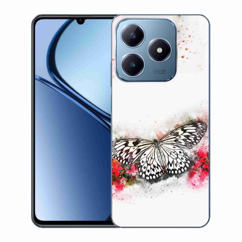 Zselés borítás mmCase a Realme C63 készülékhez - fekete-fehér pillangó