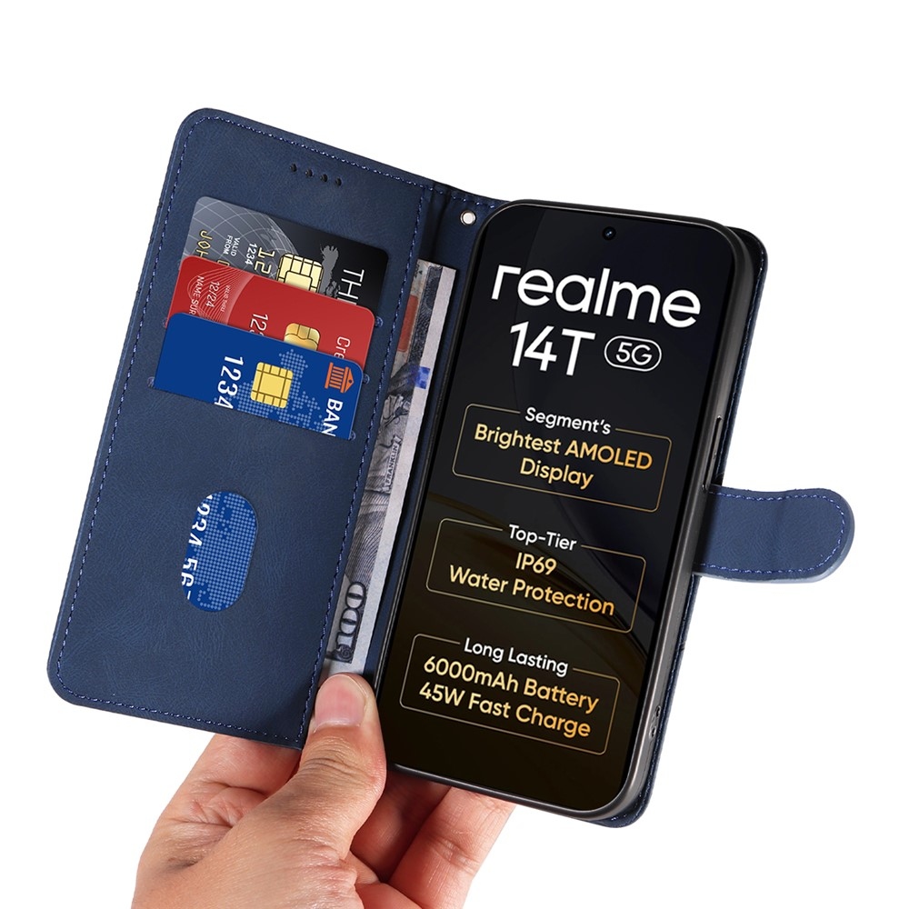 Ívelt könyvtáska a Realme 14 5G/14T 5G készülékhez - kék