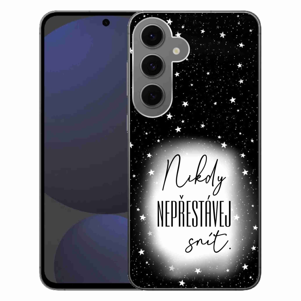 Zselés borítás mmCase Samsung Galaxy S24 FE - idézet 1 fehér és fekete háttérrel