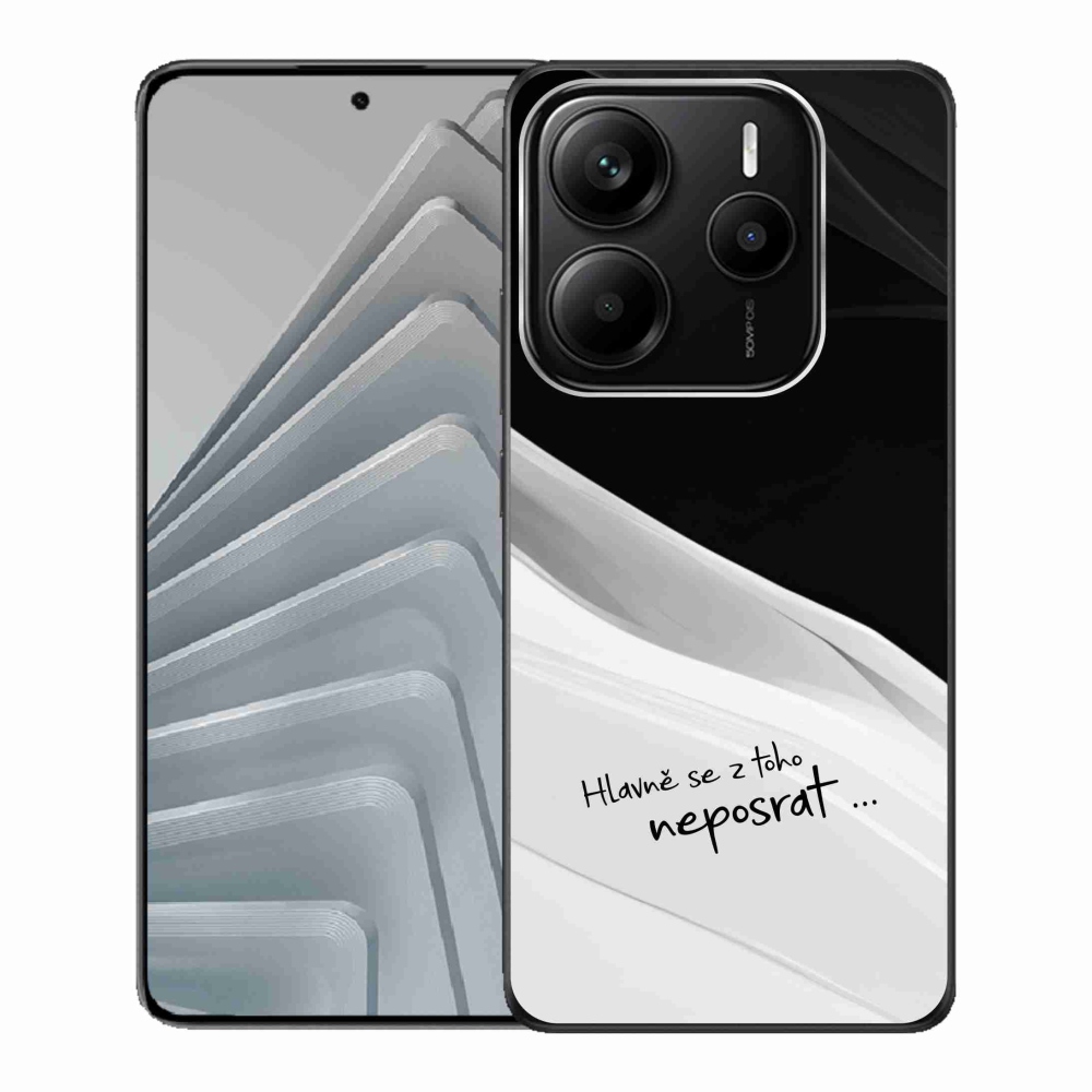 Gél borító mmCase a Xiaomi Redmi Note 14 5G-hez - vicces szöveg 13 fehér és fekete háttérrel