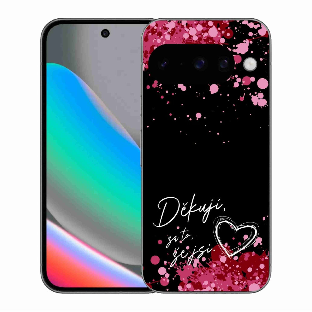 Gél borító mmCase a Google Pixel 10 számára - text in love 2 fekete háttérrel