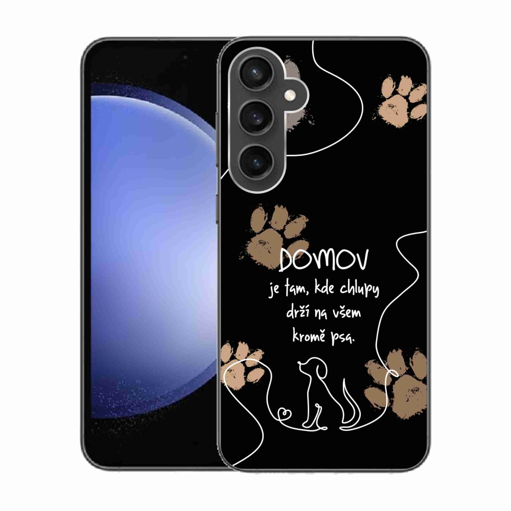 Gél borítás mmCase Samsung Galaxy S23 FE készülékhez - kutya motívum fekete háttérrel