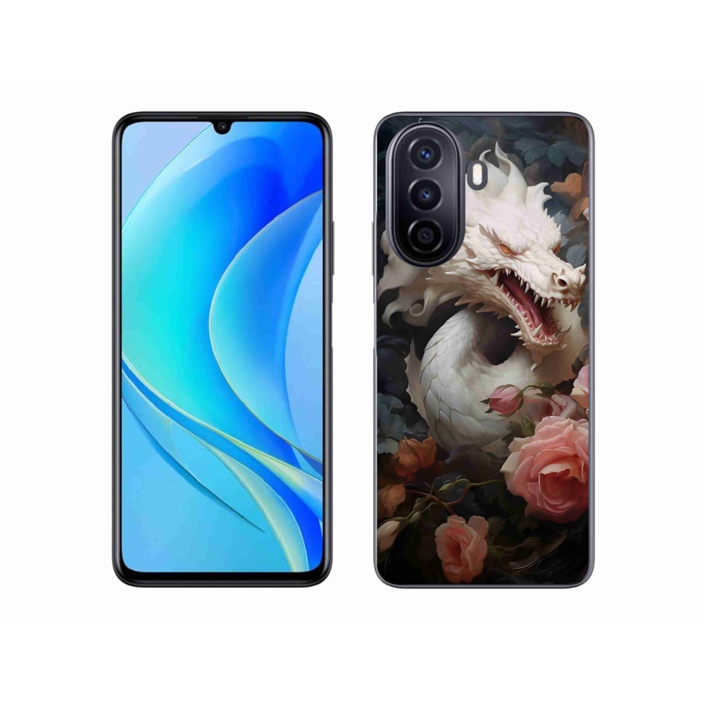 Gél borítás mmCase a Huawei Nova Y70 készülékhez - fehér sárkány