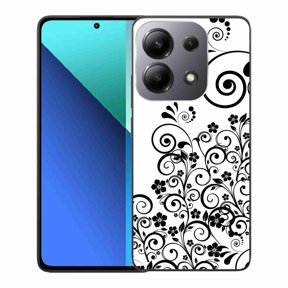 Gél borító mmCase a Xiaomi Redmi Note 13-hoz - fekete és fehér virágmintás