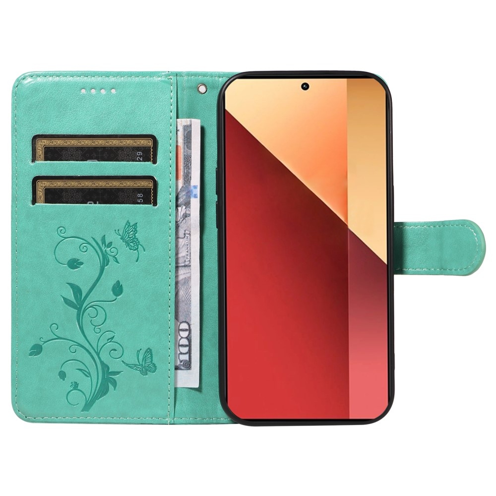 Virágok könyv tok Xiaomi Redmi Note 13 Pro 4G/Poco M6 Pro - teal színű