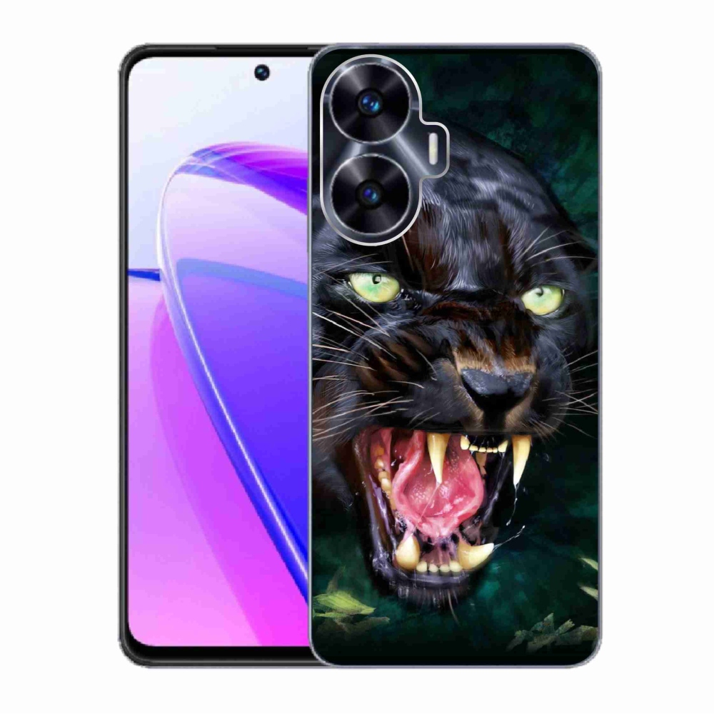 Gél borítás mmCase a Realme C55 készülékhez - dühös fekete párduc