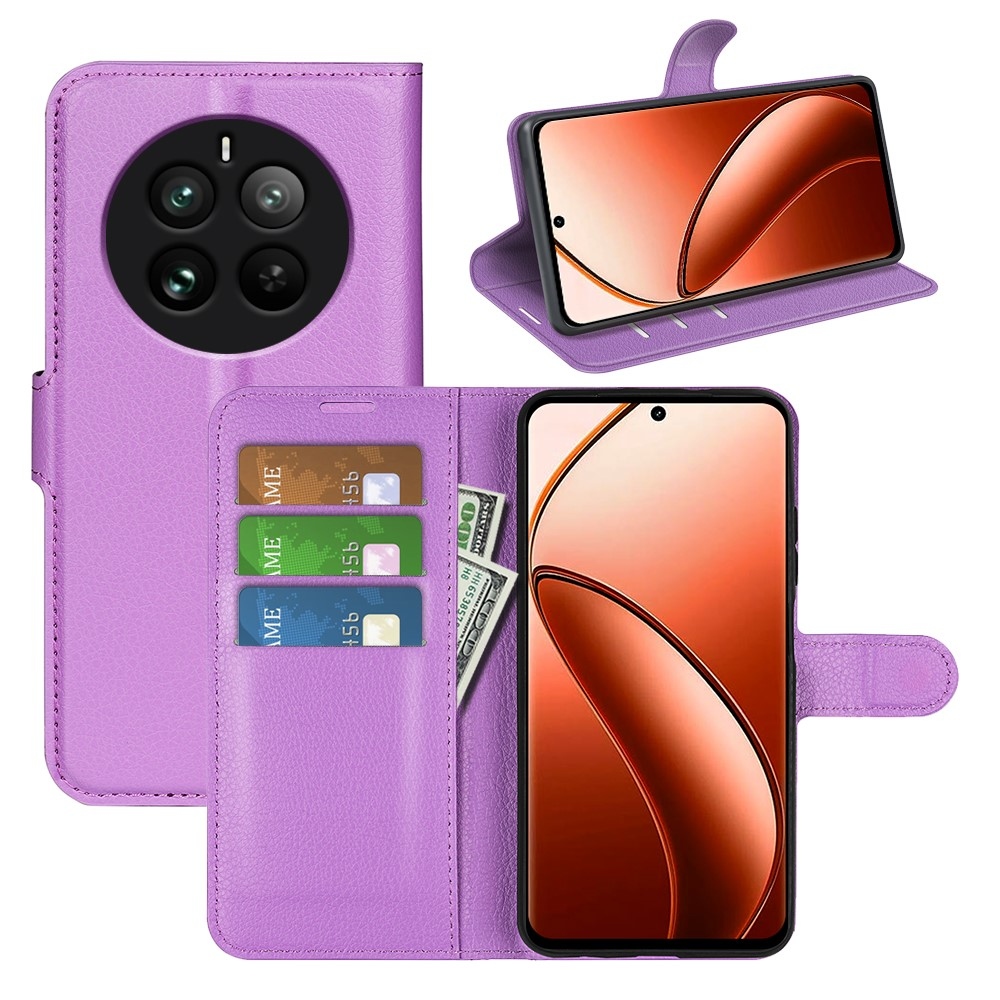Litchi könyvtáska a Realme 12 Pro 5G/12 Pro+ 5G modellhez - lila