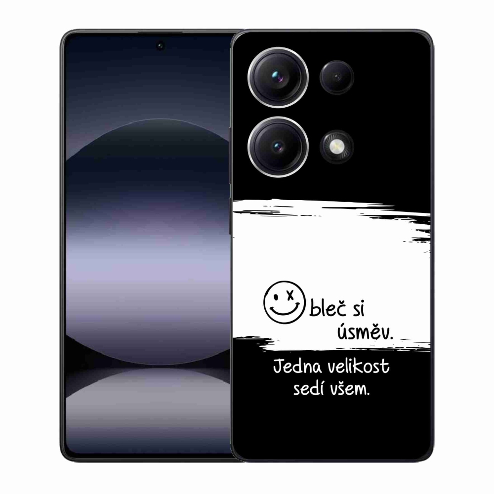 Gél borító mmCase a Xiaomi Redmi Note 14S-hez - vicces szöveg 8 fekete és fehér háttérrel