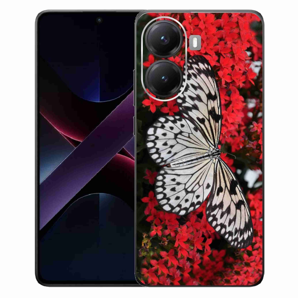 Gél borítás mmCase a Xiaomi Poco X7 Pro 5G számára - fekete és fehér pillangó 1