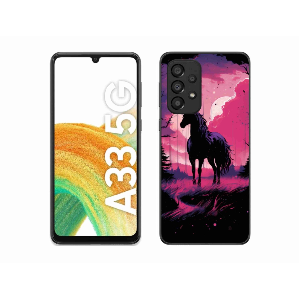 Zselés borítás mmCase Samsung Galaxy A33 5G - fekete rajzfilm ló 1