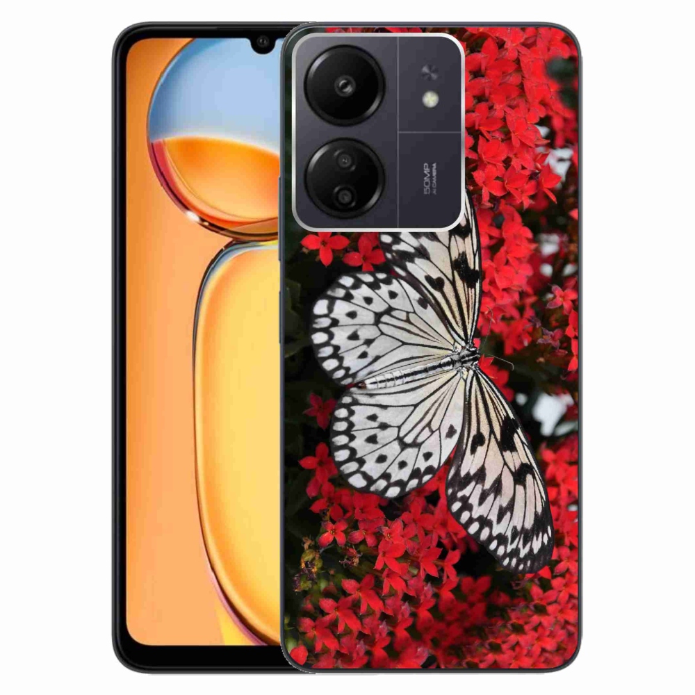 Gél borítás mmCase a Xiaomi Poco C65/Redmi 13C - fekete és fehér pillangó 1