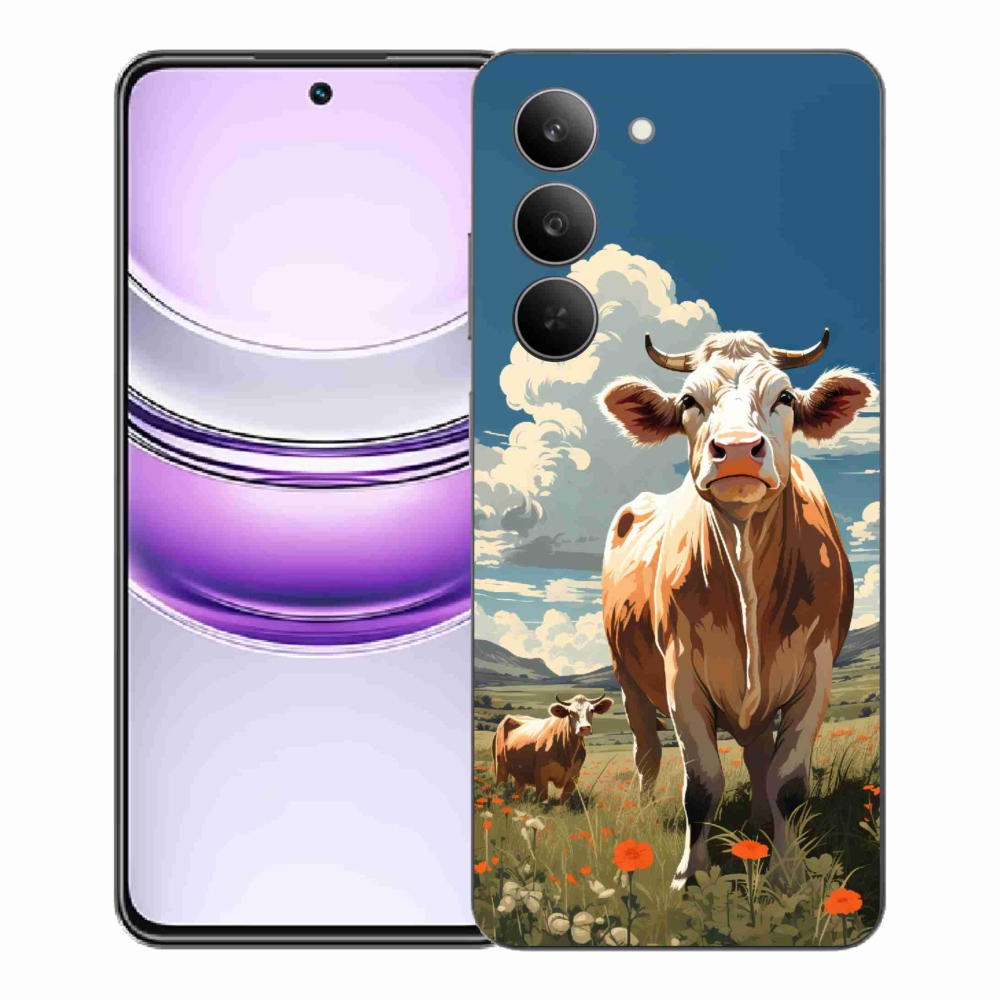 Gél borító mmCase a Realme 14x 5G készülékhez - tehenek a réten