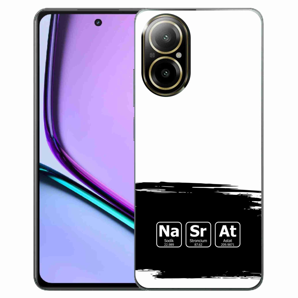 Gél borító mmCase a Realme C67 készülékre - kémiai elemek fekete és fehér háttérrel